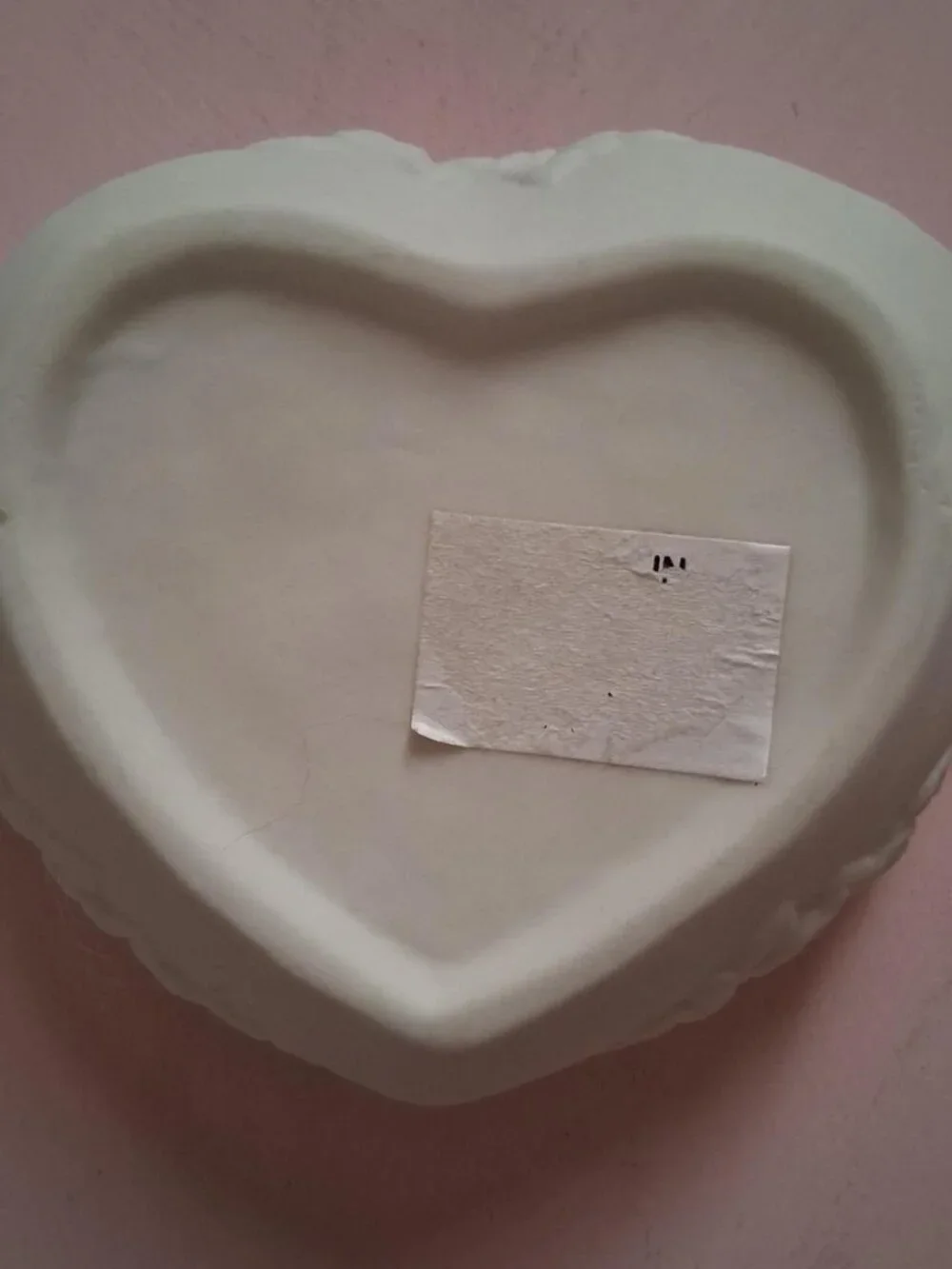 Vintage bisque heart-shaped ceramic trinket box